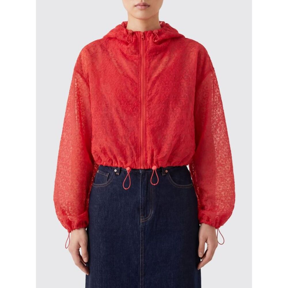Cecilie Bahnsen Cropped Bomber Jacket In Cotton Blend With Hood And Floral Print